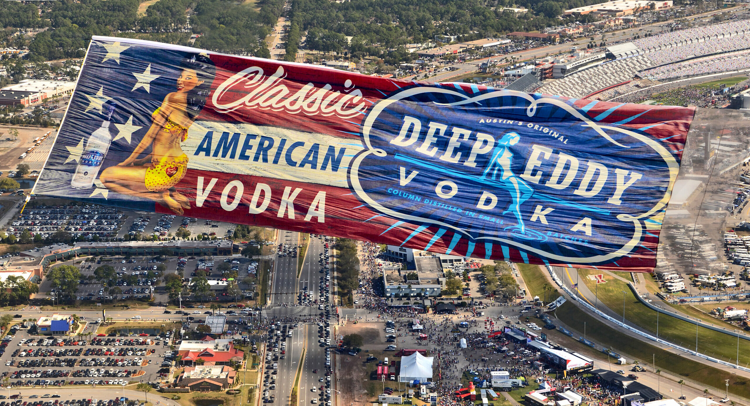 Deep Eddy Aerial Billboard over NASCAR race