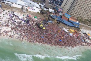 Spring Break crowd overhead